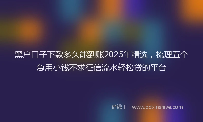 黑户口子下款多久能到账2025年精选，梳理五个急用小钱不求征信流水轻松贷的平台