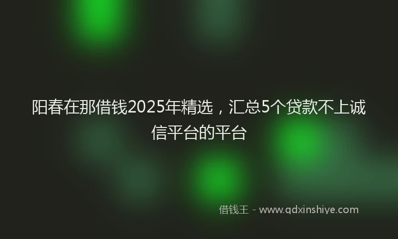 阳春在那借钱2025年精选，汇总5个贷款不上诚信平台的平台