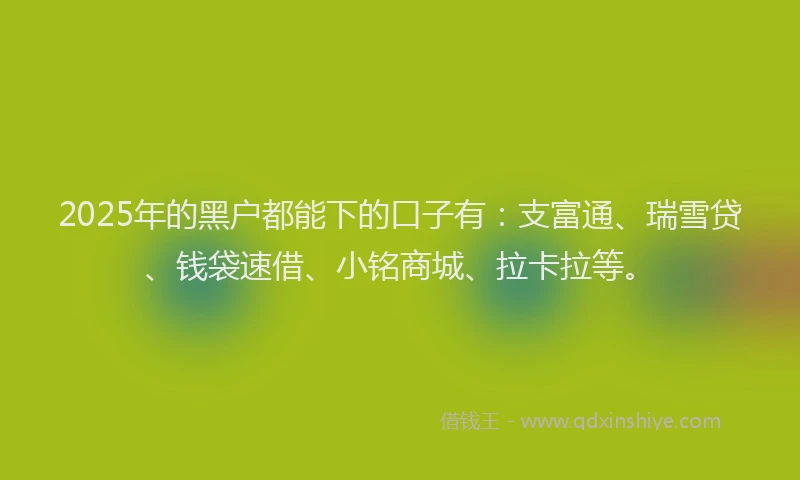 2025年的黑户都能下的口子有：支富通、瑞雪贷、钱袋速借、小铭商城、拉卡拉等。