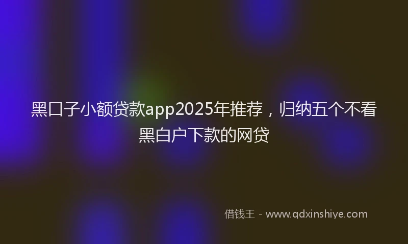 黑口子小额贷款app2025年推荐，归纳五个不看黑白户下款的网贷