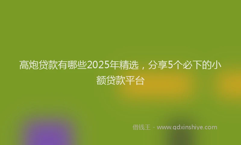 高炮贷款有哪些2025年精选，分享5个必下的小额贷款平台