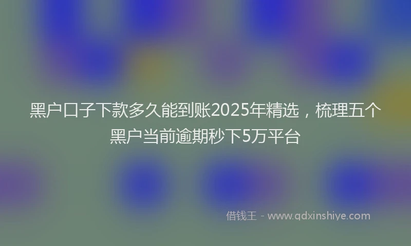 黑户口子下款多久能到账2025年精选，梳理五个黑户当前逾期秒下5万平台