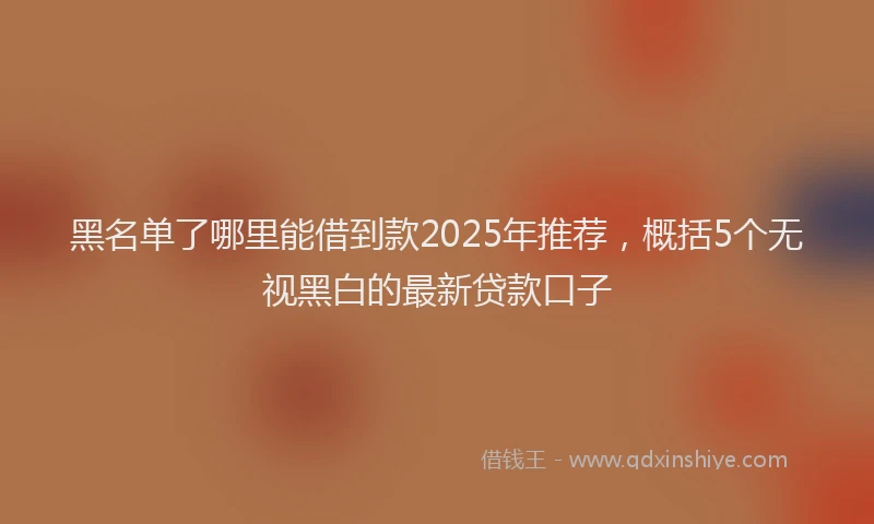 黑名单了哪里能借到款2025年推荐，概括5个无视黑白的最新贷款口子