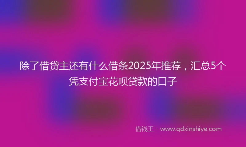 除了借贷主还有什么借条2025年推荐，汇总5个凭支付宝花呗贷款的口子