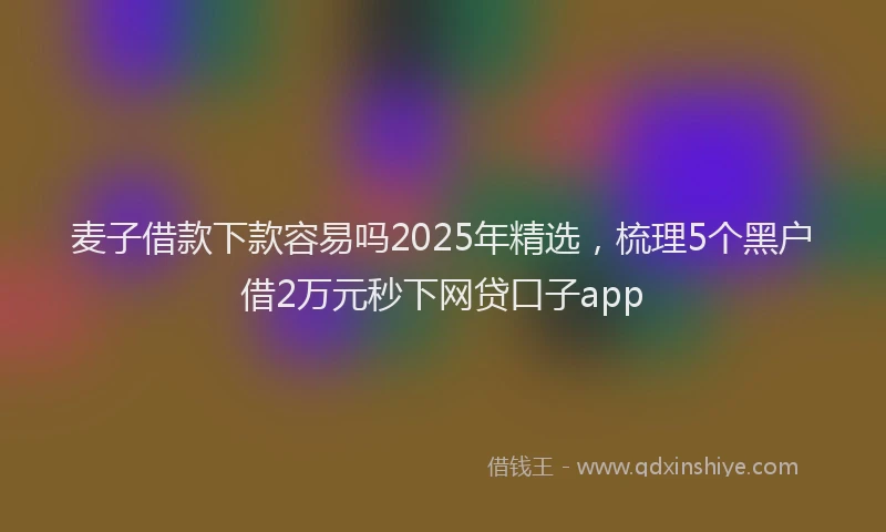麦子借款下款容易吗2025年精选，梳理5个黑户借2万元秒下网贷口子app