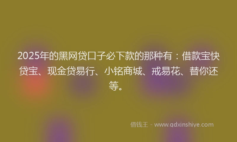 2025年的黑网贷口子必下款的那种有：借款宝快贷宝、现金贷易行、小铭商城、戒易花、替你还等。
