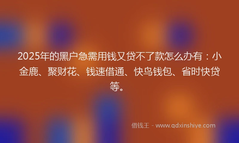2025年的黑户急需用钱又贷不了款怎么办有：小金鹿、聚财花、钱速借通、快鸟钱包、省时快贷等。