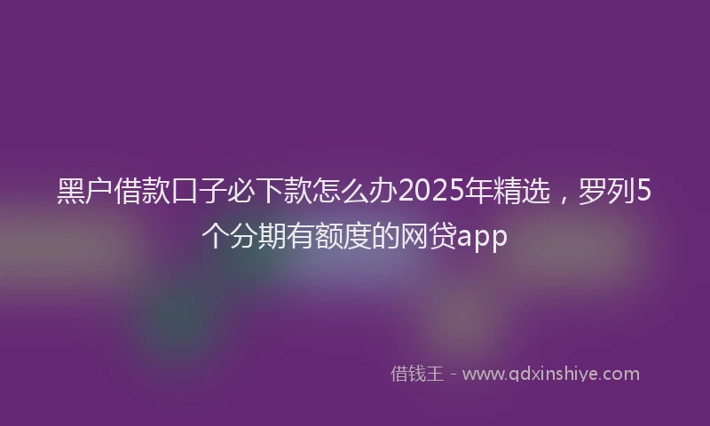 黑户借款口子必下款怎么办2025年精选，罗列5个分期有额度的网贷app