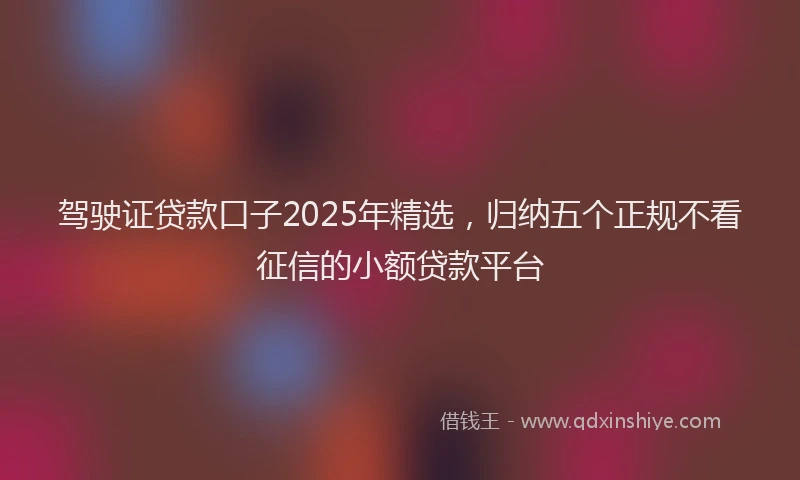 驾驶证贷款口子2025年精选，归纳五个正规不看征信的小额贷款平台