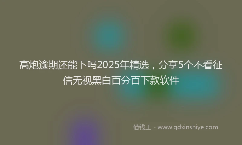 高炮逾期还能下吗2025年精选，分享5个不看征信无视黑白百分百下款软件