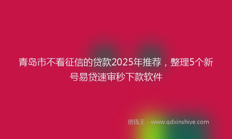 青岛市不看征信的贷款2025年推荐，整理5个新号易贷速审秒下款软件