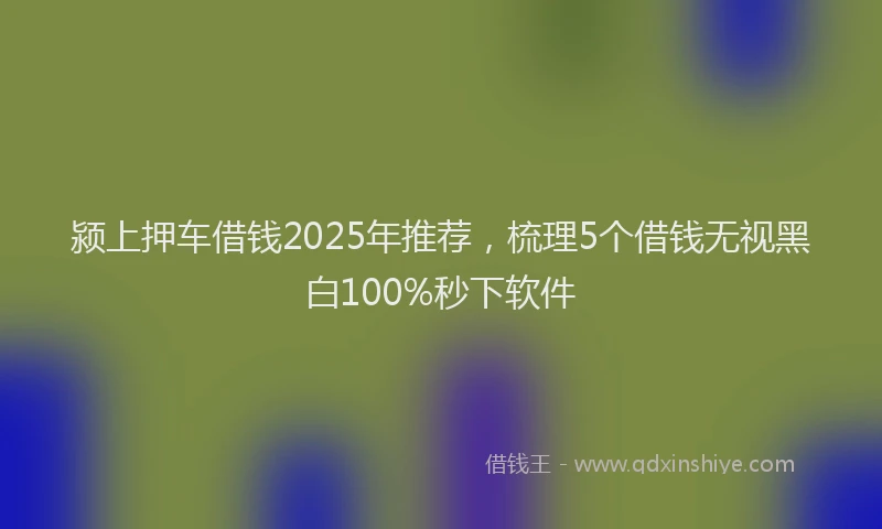 颍上押车借钱2025年推荐，梳理5个借钱无视黑白100%秒下软件