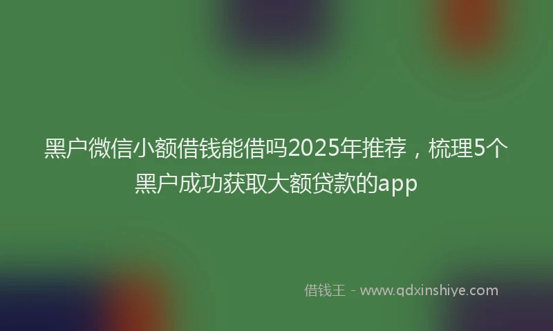黑户微信小额借钱能借吗2025年推荐，梳理5个黑户成功获取大额贷款的app