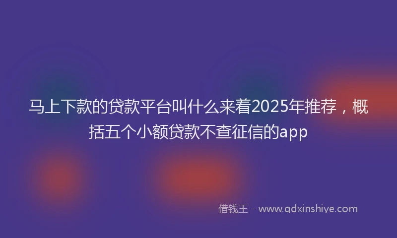 马上下款的贷款平台叫什么来着2025年推荐，概括五个小额贷款不查征信的app