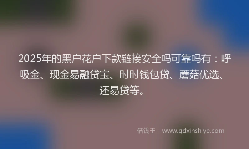 2025年的黑户花户下款链接安全吗可靠吗有：呼吸金、现金易融贷宝、时时钱包贷、蘑菇优选、还易贷等。