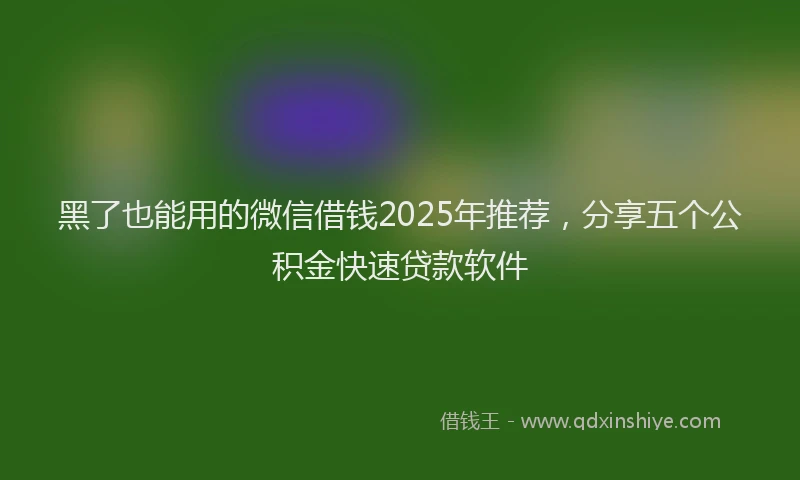 黑了也能用的微信借钱2025年推荐，分享五个公积金快速贷款软件