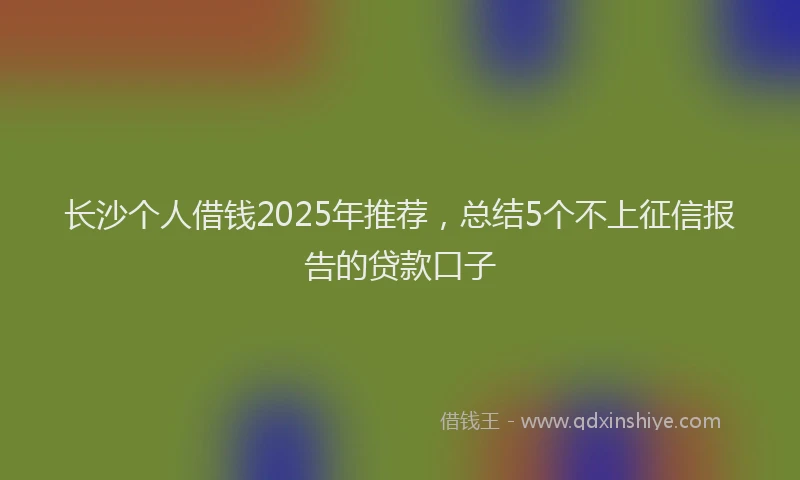长沙个人借钱2025年推荐，总结5个不上征信报告的贷款口子