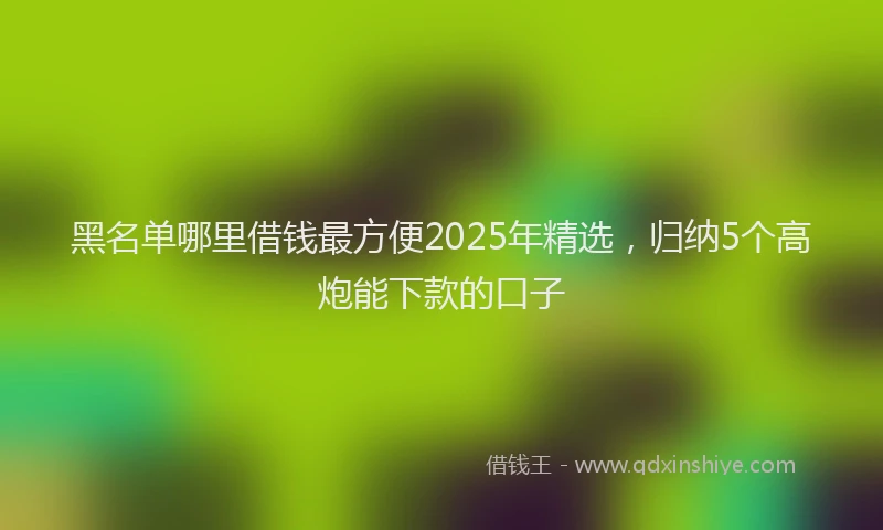 黑名单哪里借钱最方便2025年精选，归纳5个高炮能下款的口子