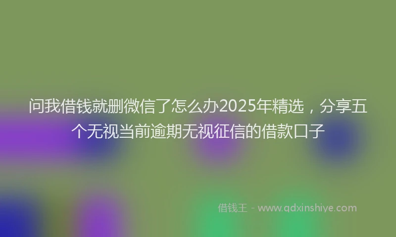 问我借钱就删微信了怎么办2025年精选，分享五个无视当前逾期无视征信的借款口子