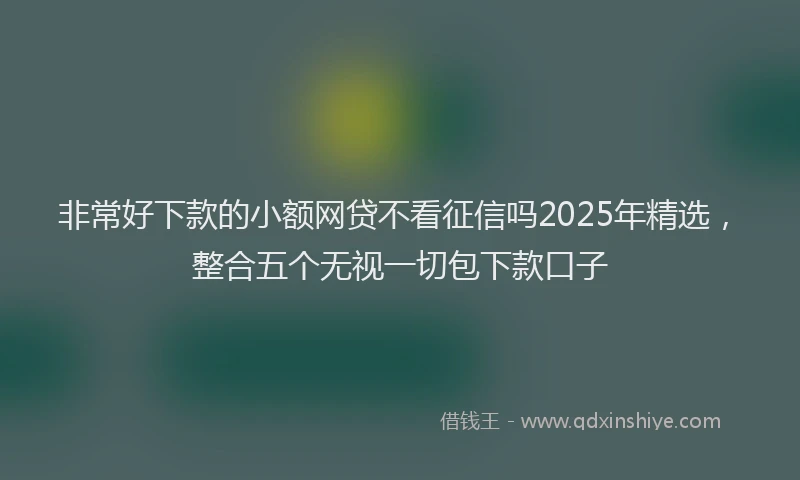 非常好下款的小额网贷不看征信吗2025年精选，整合五个无视一切包下款口子