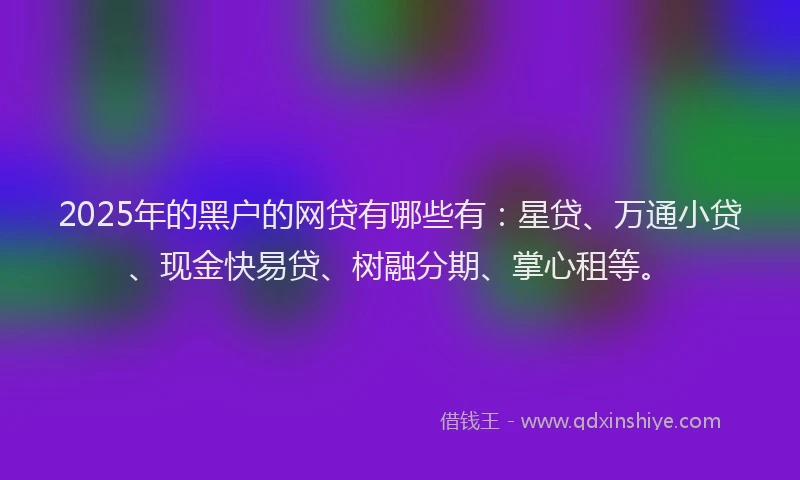 2025年的黑户的网贷有哪些有:星贷、万通小贷、现金快易贷、树融分期、掌心租等。