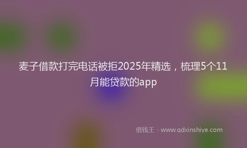 麦子借款打完电话被拒2025年精选，梳理5个11月能贷款的app