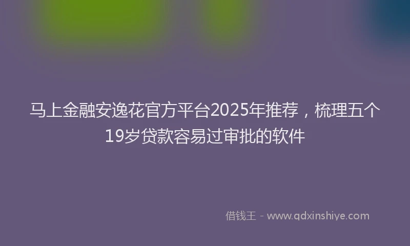 马上金融安逸花官方平台2025年推荐，梳理五个19岁贷款容易过审批的软件