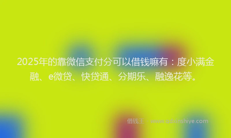 2025年的靠微信支付分可以借钱嘛有：度小满金融、e微贷、快贷通、分期乐、融逸花等。