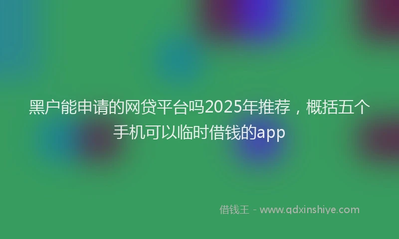 黑户能申请的网贷平台吗2025年推荐，概括五个手机可以临时借钱的app