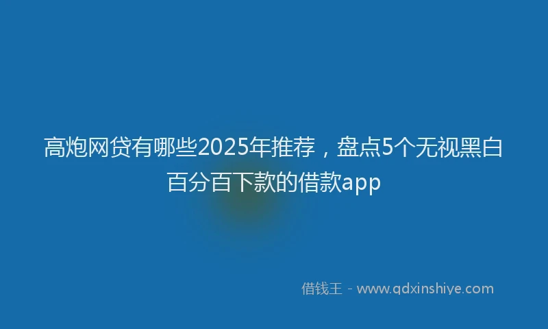 高炮网贷有哪些2025年推荐，盘点5个无视黑白百分百下款的借款app
