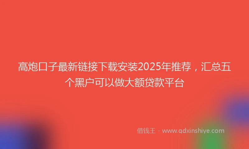 高炮口子最新链接下载安装2025年推荐，汇总五个黑户可以做大额贷款平台