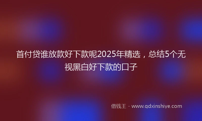 首付贷谁放款好下款呢2025年精选，总结5个无视黑白好下款的口子
