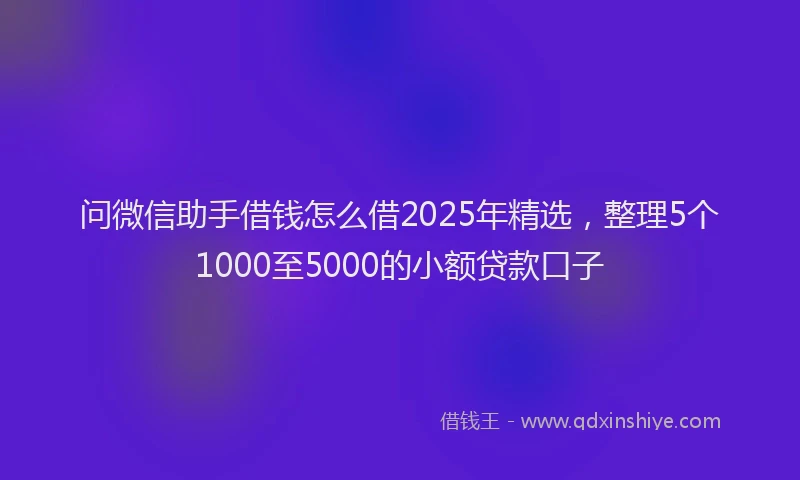 问微信助手借钱怎么借2025年精选，整理5个1000至5000的小额贷款口子