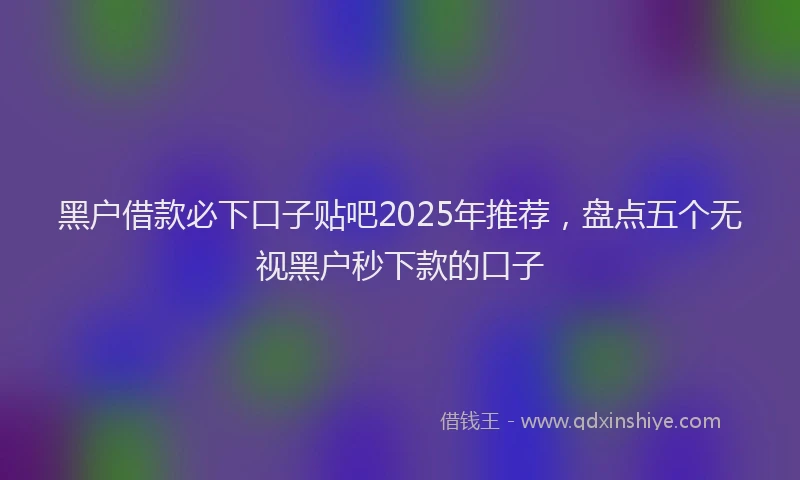 黑户借款必下口子贴吧2025年推荐，盘点五个无视黑户秒下款的口子