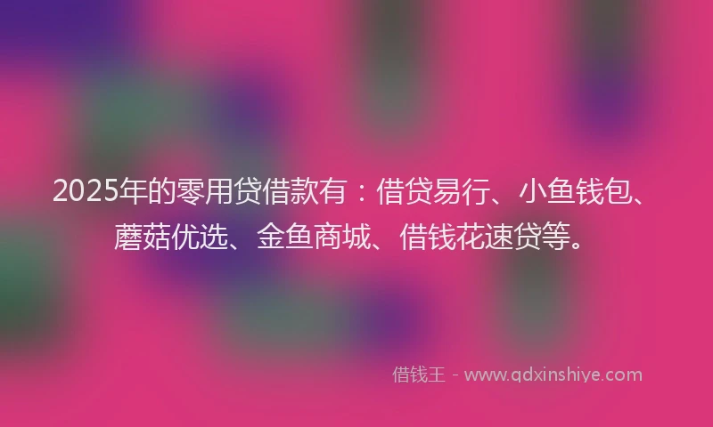 2025年的零用贷借款有：借贷易行、小鱼钱包、蘑菇优选、金鱼商城、借钱花速贷等。