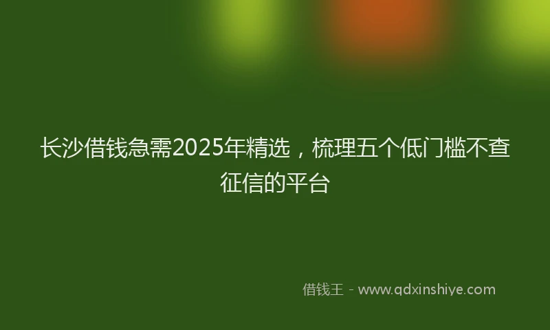 长沙借钱急需2025年精选，梳理五个低门槛不查征信的平台