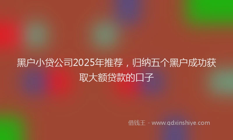 黑户小贷公司2025年推荐，归纳五个黑户成功获取大额贷款的口子