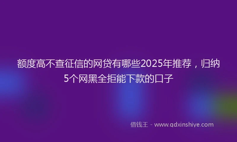 额度高不查征信的网贷有哪些2025年推荐，归纳5个网黑全拒能下款的口子