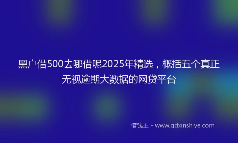 黑户借500去哪借呢2025年精选，概括五个真正无视逾期大数据的网贷平台