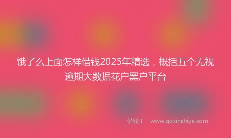 饿了么上面怎样借钱2025年精选，概括五个无视逾期大数据花户黑户平台