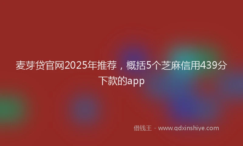 麦芽贷官网2025年推荐，概括5个芝麻信用439分下款的app
