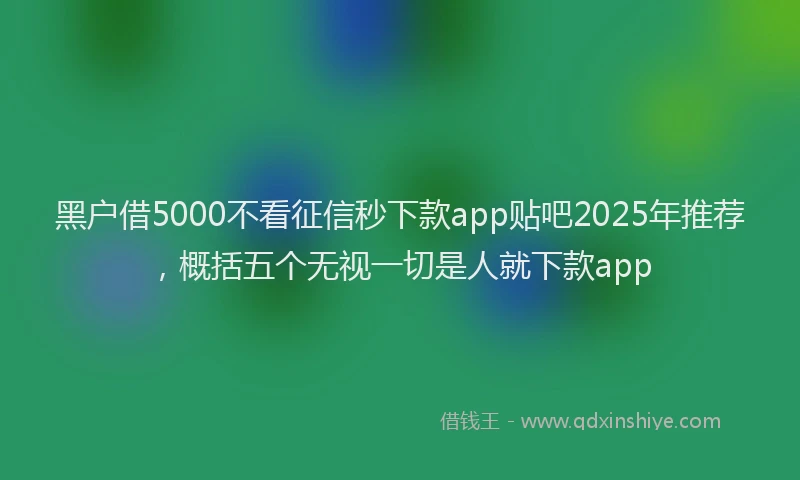 黑户借5000不看征信秒下款app贴吧2025年推荐，概括五个无视一切是人就下款app