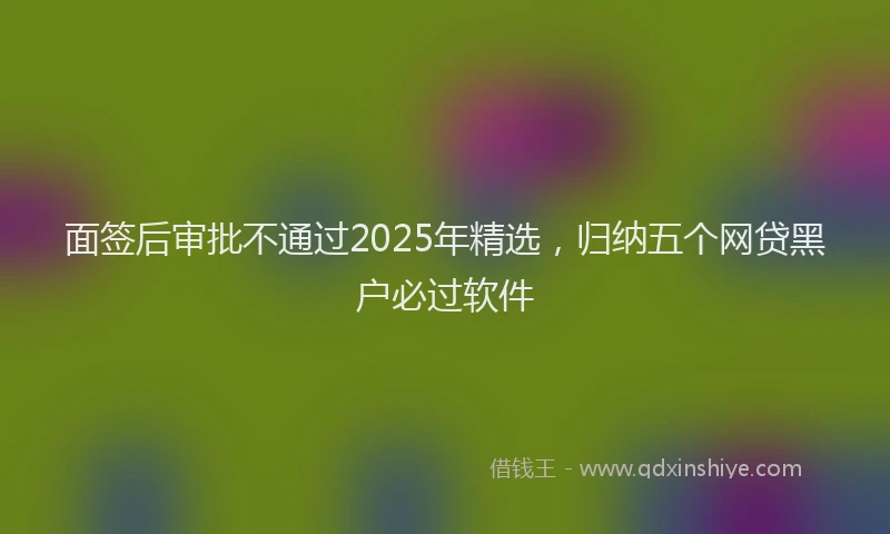 面签后审批不通过2025年精选，归纳五个网贷黑户必过软件