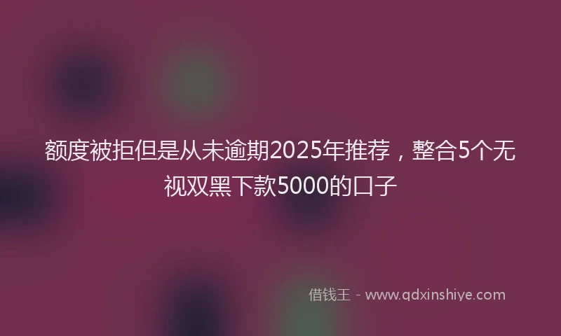 额度被拒但是从未逾期2025年推荐，整合5个无视双黑下款5000的口子