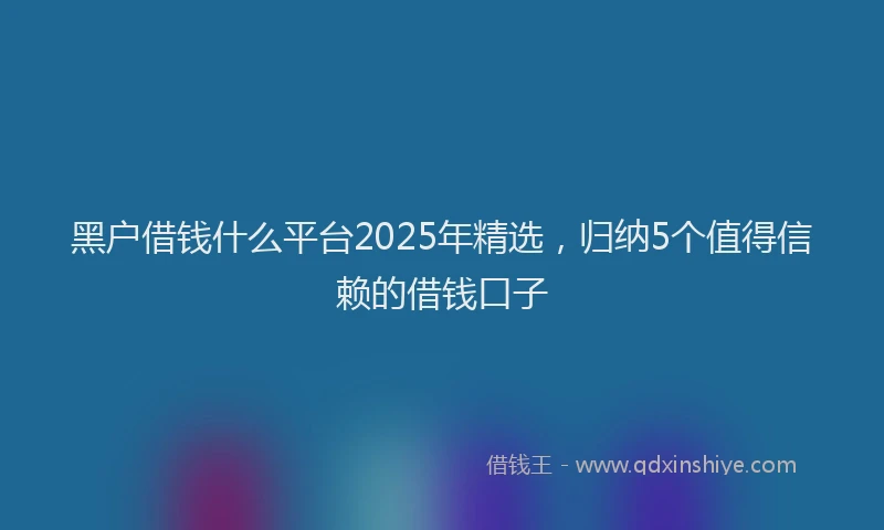 黑户借钱什么平台2025年精选，归纳5个值得信赖的借钱口子