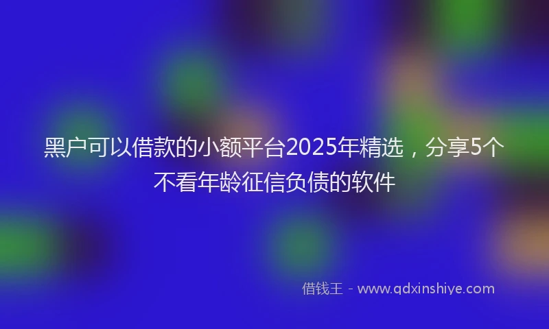 黑户可以借款的小额平台2025年精选，分享5个不看年龄征信负债的软件