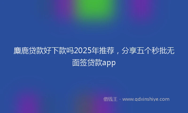 麋鹿贷款好下款吗2025年推荐，分享五个秒批无面签贷款app