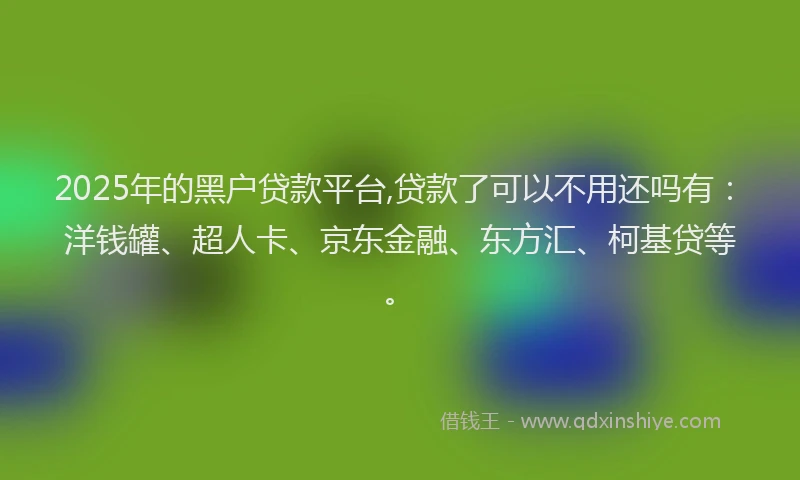 2025年的黑户贷款平台,贷款了可以不用还吗有：洋钱罐、超人卡、京东金融、东方汇、柯基贷等。