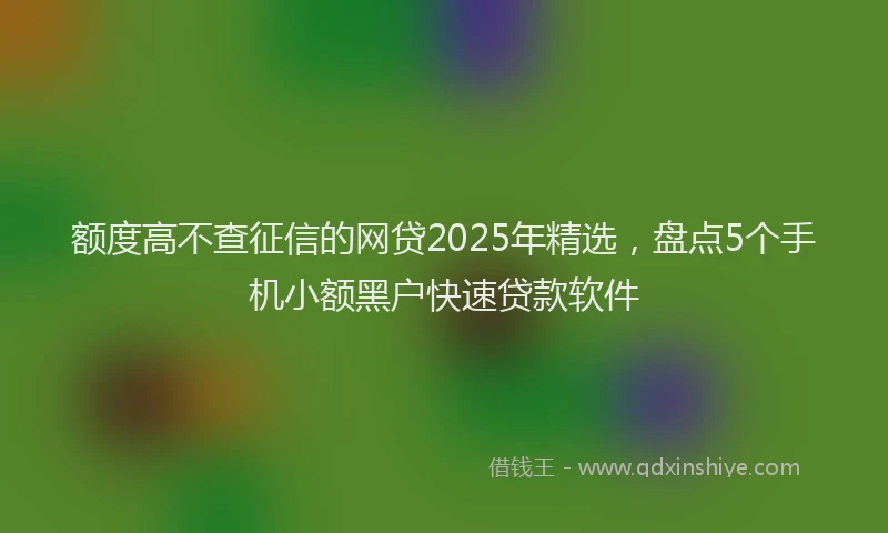 额度高不查征信的网贷2025年精选，盘点5个手机小额黑户快速贷款软件