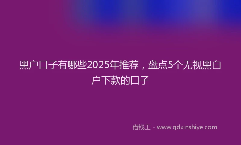 黑户口子有哪些2025年推荐，盘点5个无视黑白户下款的口子
